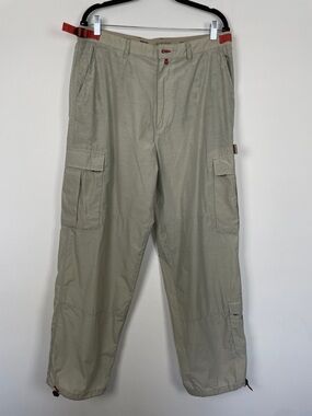 Men's 36 Cargo Beige Hiking Outdoor Lightweight Utility Style Wide Leg DEX Pant